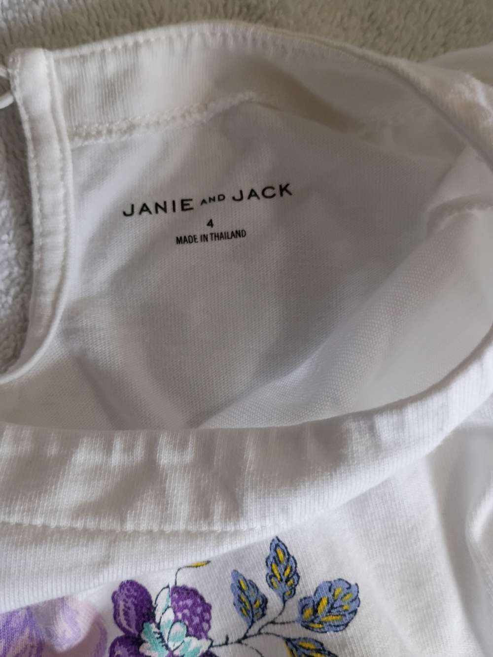 Janie and Jack White Top with Purple Floral Embroidery - Picture 5 of 5